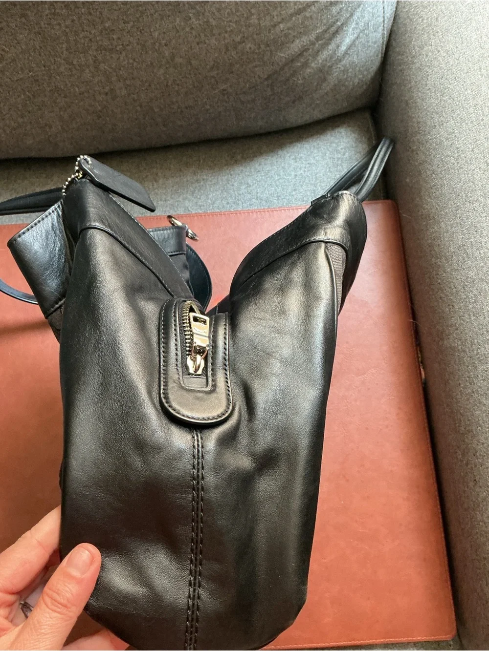 Coach Black Signature Jacquard & Leather Tote Shoulder Bag EUC
